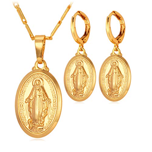 U7 Earrings for Women 18K Gold Plated Virgin Mary Dangle Earrings for Women Christian Jewelry