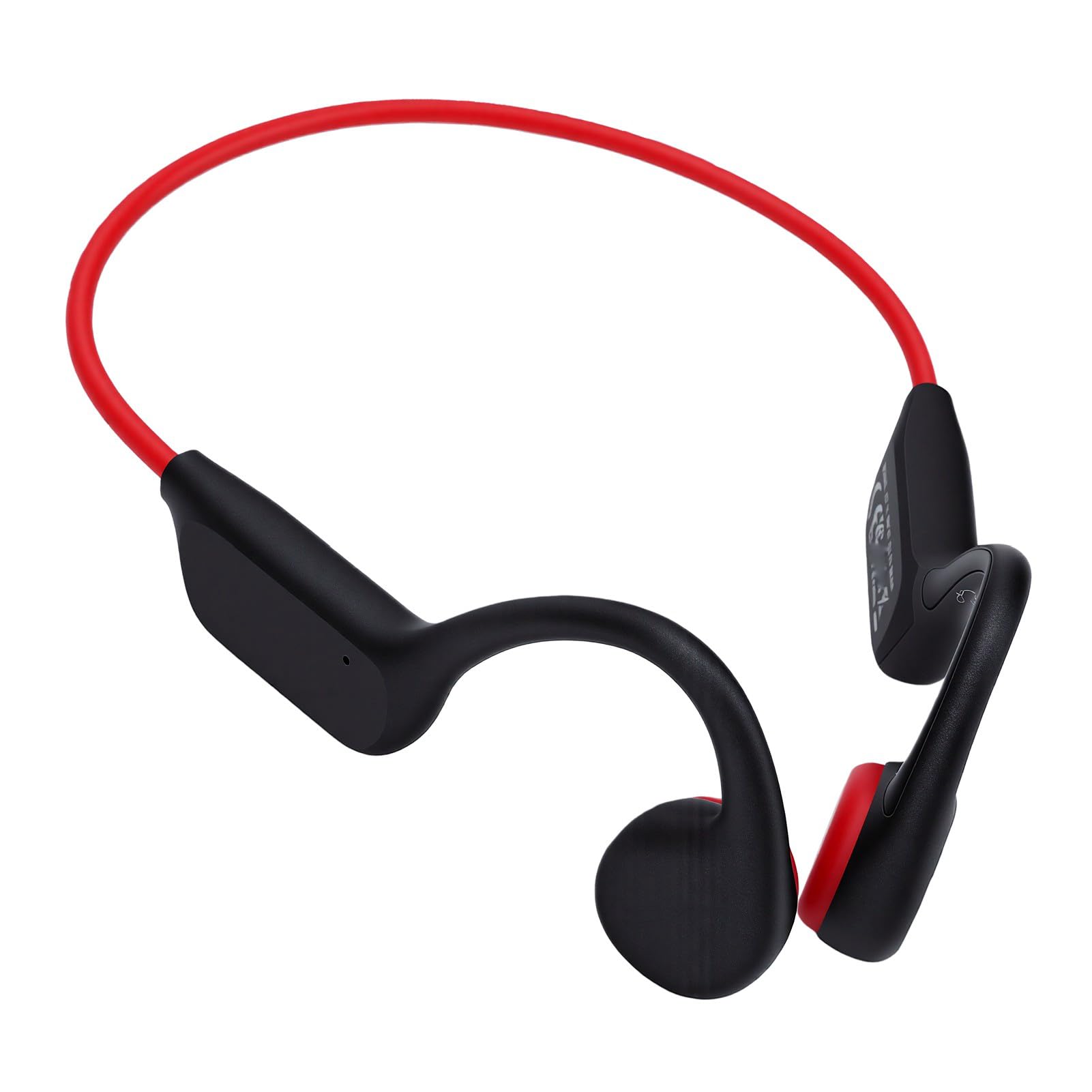 Tangxi Cuffie a Conduzione Ossea, Cuffie Auricolari Aperte Wireless Impermeabili IPX8 con Lettore MP3 da 32 GB Bluetooth 5.4 per Nuoto, Sport, Corsa (rosso)