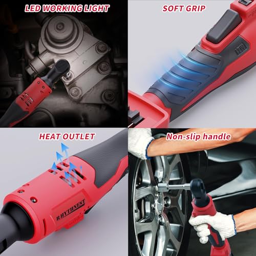 3/8" Cordless Ratchet Wrench Compatible with Milwaukee M18 Battery,42Ft-Lbs Torque Electric Ratchet Set with 220RPM Variable Speed Trigger,8 Sockets,1/4" and 1/2" Adapters,3" Extension Bar(Tool Only) - Image 6