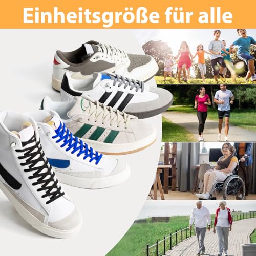 Stepace 2 Paar Elastische Schnürsenkel ohne Binden - 6mm Flache Gummibänder mit Kapselverschluss, Schnellschnürsystem für Sneaker & Sportschuhe, No Tie Laces Kinder Erwachsene Schwarz 120