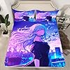 Japanese Anime Girl Bedding Set 3D Anime Gifts Bed Sheets Queen for Kids Boys Guys Japanese Style Fitted Sheet, Cartoon Printed Kawaii Girls Sheets Romance Cherry Blossoms Fitted Bed Sheets - Image 2