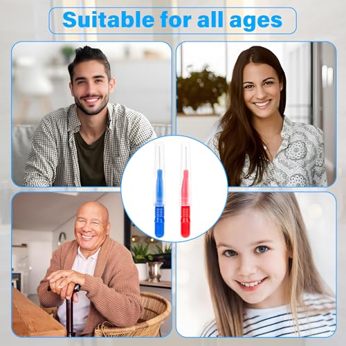 Luthando 100 Stück Zahnzwischenraumbürsten, Interdentalbürsten Zahnstocher, Interdentalbürste Zahnseide Wiederverwendbar Dentalbürsten Zahnreinigung Werkzeug(Rot und Blau) – Bild 8