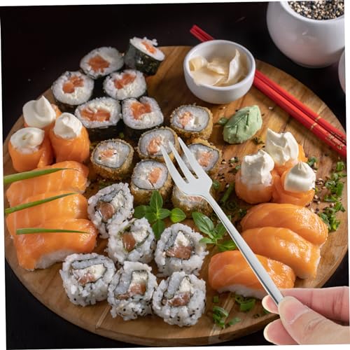 Mobestech 1 Set Restaurant Party Cutlery Kit Household Cutlery Western Silverware Spoons Eating Utensils Large Serving Pre Fork Only Slotted Dinner Serve Steak Stainless Steel White - Image 3