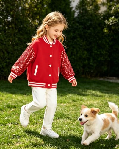 Image of Cromoncent Kids Varsity Baseball Jacket Colorblock Bomber Coat Unisex Boys Girls School Outwear, 18 Months - 14 Years
