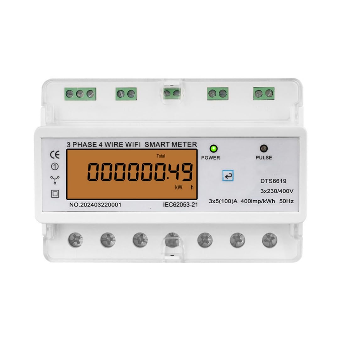 3 Fase 4 fili WiFi intelligente contatore di energia Tuya APP Monitor，100A | Tensione Corrente Fattore di potenza Frequenza DIN Rail kWh Meter