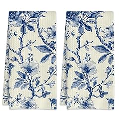 Retro Flowers Birds Blue