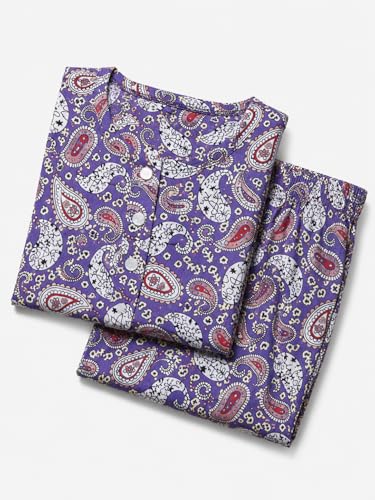 Image of KIAWAH Women Printed Night Suit Set, Cotton Blend Night Suit, A-Line Top and Pajama Set, Soft and Breathable Night Wear