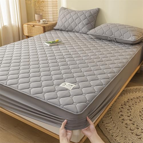 JIANINGHOME Sábana bajera de 120 x 200 + 25 cm, protector – colchón acolchado con banda elástica, diseño hexagonal, estilo de sábana profundamente ajustado