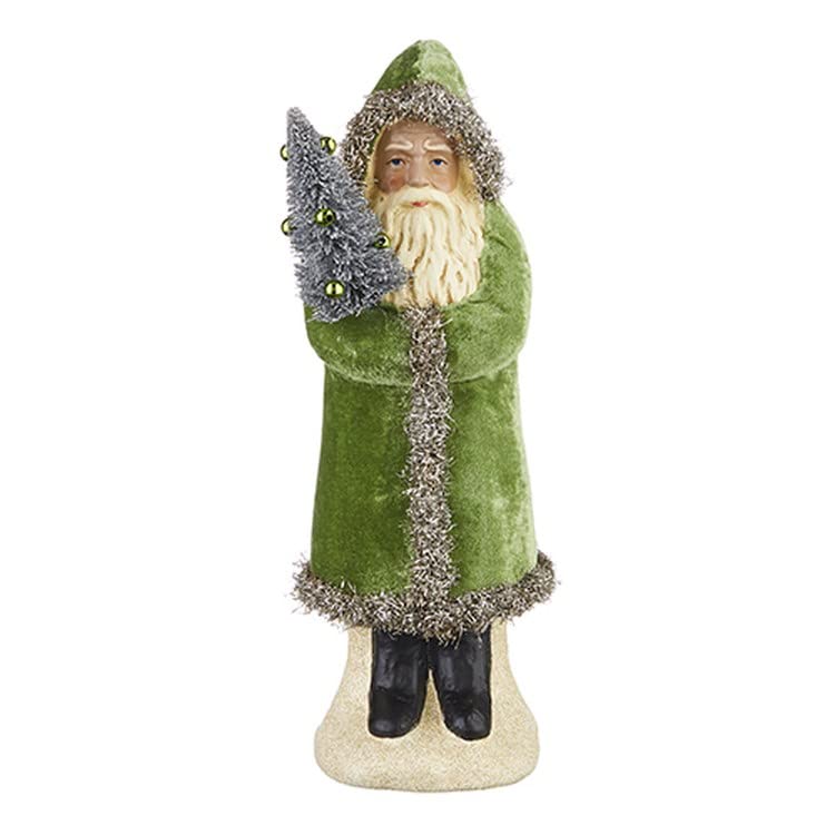 RAZ Imports 2022 Koleksiyonlu Noel 30,48 cm Yeşil Kadife Noel Baba