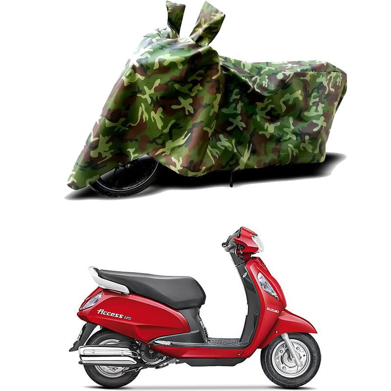 Image of 100% Water Resistant Full Bike Scooty Two Wheeler Body Cover Compatible For Suzuki Access 125 /UV-Rays /Heat Protection /Birds Dropping /Scratchproof /Dust proof /Waterproof /All Varient[Green MJ]