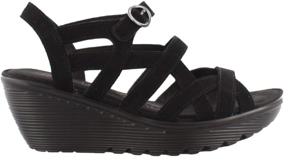 Women's Parallel-Three Strap Buckle Slingback Wedge Sandal