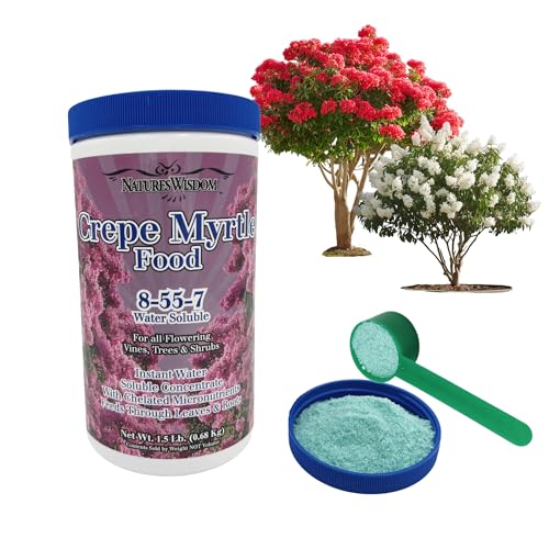Natures Wisdom Crepe Myrtle Tree 8-55-7 Water Soluble Fertilizer Plant Food, Balanced Nutrient Blend...