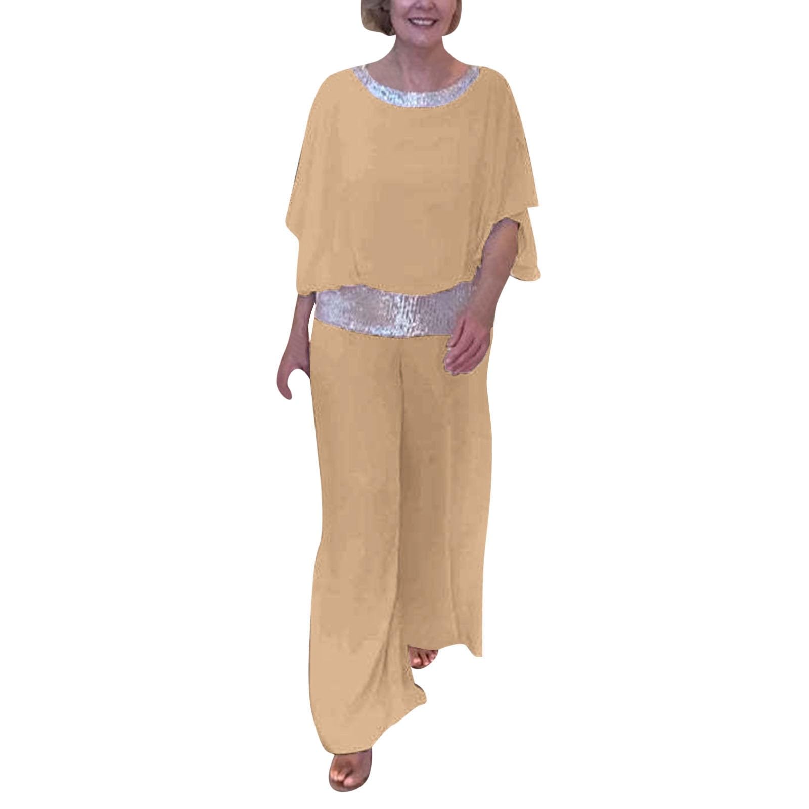 YOGALULU Peto Corto Mujer con pantalones anchos y camisa de murciélago con lentejuelas y cuello redondo de color liso para mujer Pantalón Corto Invierno Mujer
