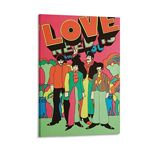 JABURU Poster décoratif sur toile pour chambre à coucher Motif groupe Beatles 50 x 75 cm - Les Beatles, Paul McCartney, John Lennon, RIngo Starr, George Harrison JABURU Poster décoratif sur toile pour chambre à coucher Motif groupe Beatles 50 x 75 cm