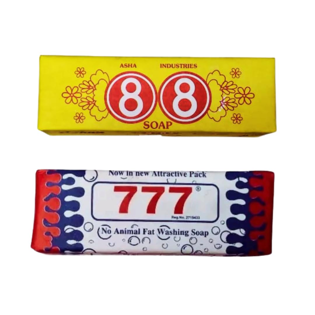 777 & 88 Detergent Laundry Washing Soap Bars 1Kg (Pack of 2) for clothes brightening | Removes Hard Stains,Packaging of 1 Kg | Stain Care Detergent Bar with Long-Lasting Formula (B0D9KLQDFV) Amazon Price History, Amazon Price Tracker