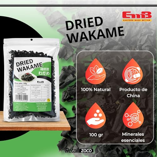 Miniatura 3 de Wakame Sushi, Alga Wakame Deshidratada, Ideal Para Ensaladas, Combinar Con Verduras, Añadir A Sopas O Hacer Caldos, Etc., Ensaladas Y Más, Contiene 1 Bolsa De 100 Gr