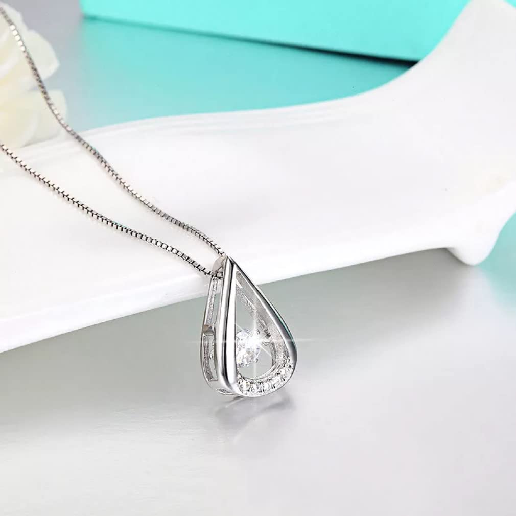 Trójkąt Woda Naszyjnik 925 Sterling Silver Rhinestone Naszyjniki Kobiety Biżuteria Prezent