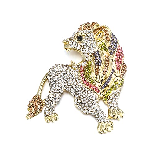 Image of EVER FAITH Roaring King Lion Austrian Crystal Brooch