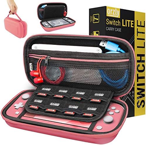 Etui do Nintendo Switch Lite, Deluxe twarde etui do przechowywania na zamek błyskawiczny z trwałego materiału odpornego na wstrząsy do konsoli Nintendo Switch Lite (2019) i akcesoriów - żółte