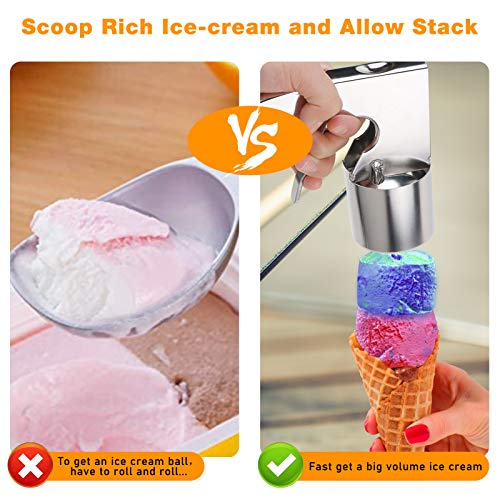 Ice Cream Scoop Stainless Steel,Big Ice Cream Scoop With Spring-Powered Trigger Big Volume Scoop Old Fashion Style Scoop Nostalgic Scoop Easy To Clean #TOP3
