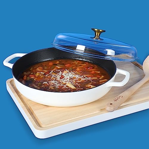 Sur La Table Kitchen Essentials Supper Club 3.75 Quart Enamel Cast Iron All In One Multi-Purpose Non-Toxic Nonstick Braiser Pan W/Borosilicate Glass Lid - Eggshell White by Sur La Table - Image 4