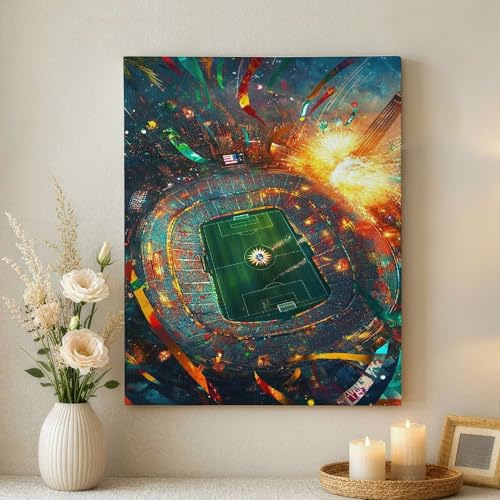 Impression sur toile de stade colorée pour dynamiser un salon ou décorer un bureau moderne