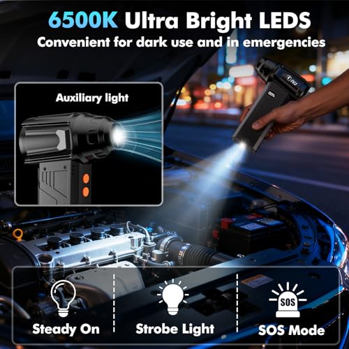 IVJ Elektrische Staubgebläse, 4-Gang 180000 U/min Compressed Air Duster, mini gebläse Mit 10000mah Akku,USB Wiederaufladbar Druckluftspray PC Reinigungsset für Laptop,Tastatur,Auto,Bürogeräte