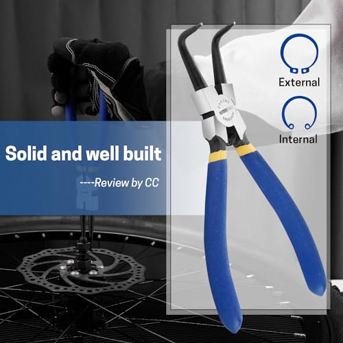 Image of 7 inch Internal Snap Ring Pliers with 90-Degree Bent Jaw, Cr-V Steel | Circlip Pliers for Retaining Ring Removal and Installation