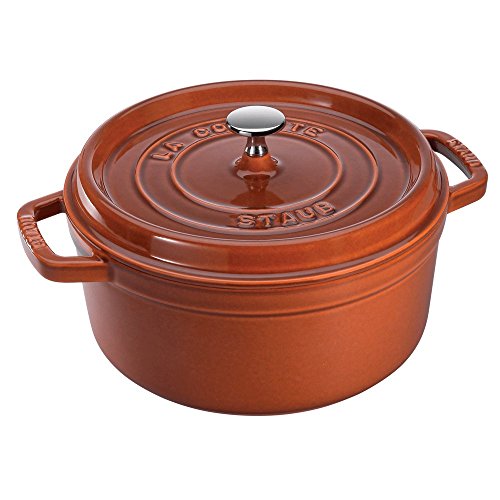 Image of STAUB Cast Iron Dutch Oven 2.75-qt Round Cocotte, Made in France, Serves 2-3, Burnt Orange