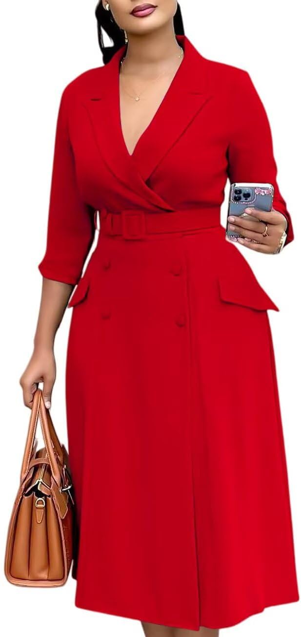 Women's 2026 Fall Midi Dress Swing A Line Cocktail Party Dresses Pleated Dresses,Boho Dress,Retro Dress