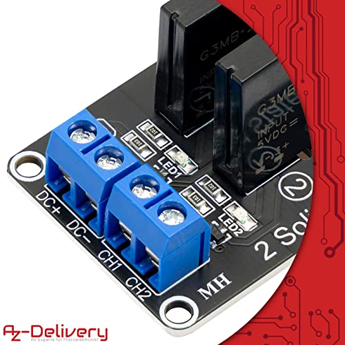 AZDelivery 2 Kanal Relais Modul 5V DC Solid State Relais Low Level Trigger Power Switch Relais Board kompatibel mit Arduino und Raspberry Pi