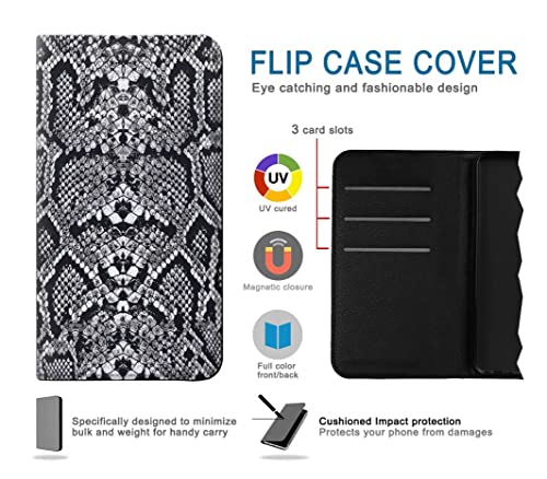Housse iPhone 15 Pro effet cuir de serpent blanc chic avec fentes cartes - 4