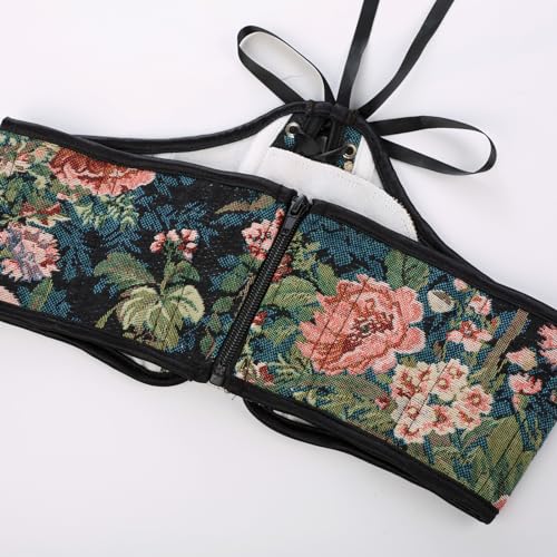 Image of Scarlet Darkness Corset Belt for Women Renaissance Lace up Corset Floral Wide Waist Belts