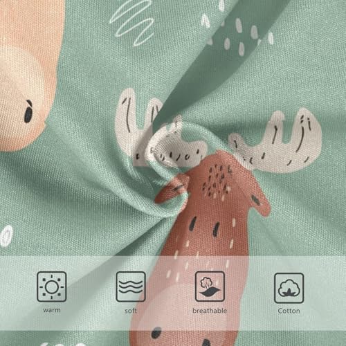 Cute Cartoon Moose Sage Green Cute Panties Girl Girls Underwear Toddlers Cotton Flower Kids Undies Briefs 2t3