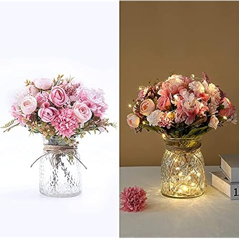KELINGO LED Pink Rose Flower Arrangement Cover