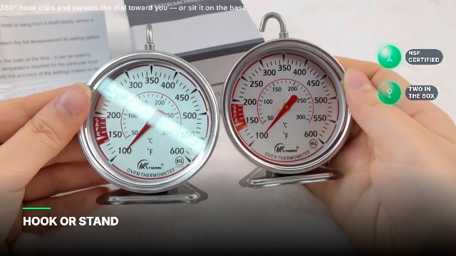Image of Oven Thermometer 2.75-Inch Dual Scale, 50-300C /100-600F, NSF 2‑Pack