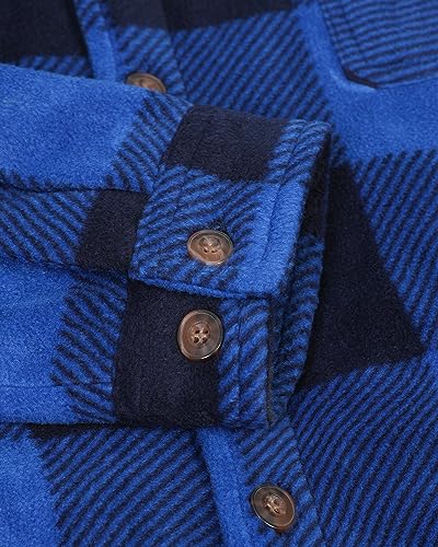 Image of Lisskolo Men's Warm Sherpa Flannel Shirt Jacket Heavy Fleece Lined Plaid Button Up Jackets