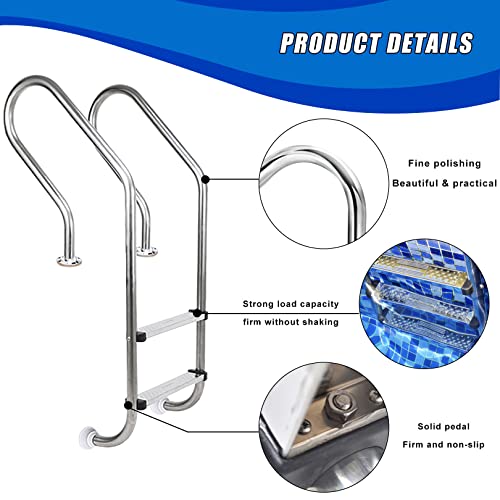 Escalera para piscina de acero inoxidable con 2 peldaños miniatura 3