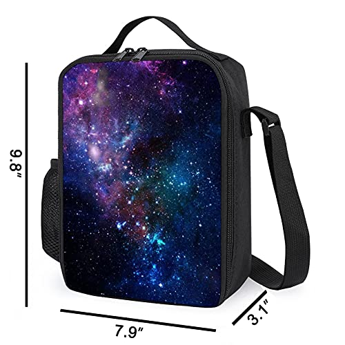 Customart Insulated Lunch Box For Girls Boys, Leakproof Portable Lunch Bags With Adjustable Shoulder Strap And Side Pocket, Durable Reusable Cooler Tote Bag For Beach/Picnic/Office/Collega (Galaxy) #TOP1