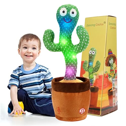Image of Emoin Dancing Cactus Talking Baby Toys 6 to 12 Months, Singing Mimicking Toy Repeats What You Say & Recording with 120 English Songs and Lighting for Boys Girls A Dancing Cactus