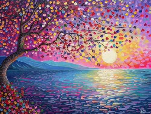 Diamond Painting Adulte Mer de fleurs 5D - Kit Broderie Diamant Peinture Enfant 50 x 70 cm