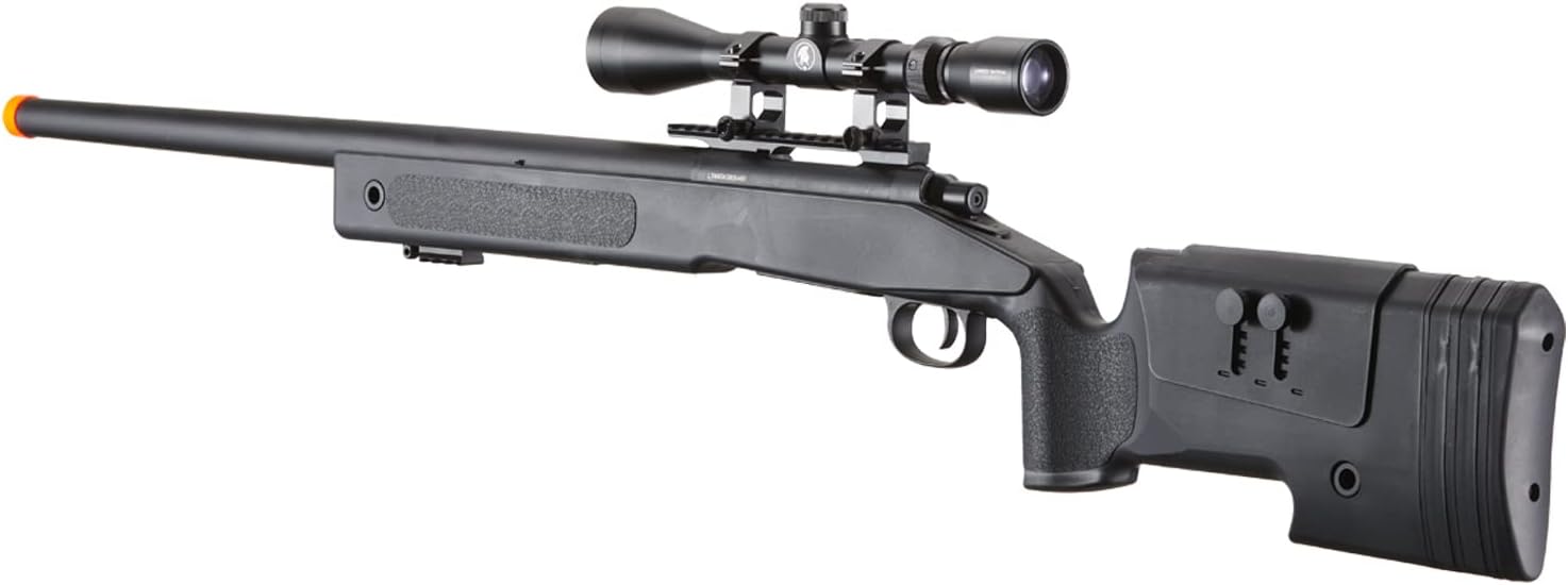 Lancer Tactical Sniper Airsoft M40A3 Full Metal Bolt Action High FPS 430 Airsoft Sniper Rifle Include Scope w/ 20mm Mounts (at-AU/Black/OD Green)