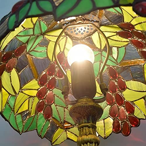 Blivuself Tiffany Lamp Stained Glass Lamp Grape Green Bedroom Table Lamp Reading Desk Light For Bedside Living Room Office Dormitory Dining Room Decorate Housewarming Gift 12X12X18 Include Light Bulb #TOP7