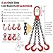 Industrial/Logistics Lifting Chain with Self Locking Hook, 4 Strand Sling 2 3 5 6 8 10 13 Feet 6614 Lbs, for Engine Hoist((3 Ton Load) 3m/9.8ft Long - 4 Leg)