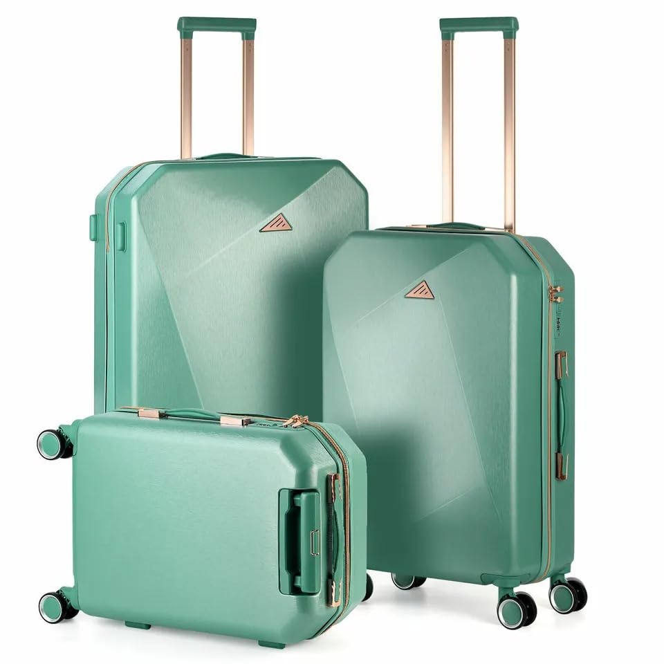 VcJta 3-Piece Luggage Set, Trolley Travel Suitcase with Spinner Wheels, ABS PC Hardside, Lightweight & Durable
