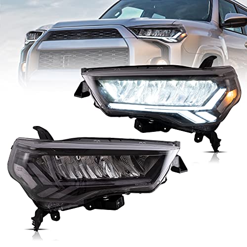 VLAND Headlights Compatible with 5th Gen 4Runner 2014-2023 w/Sequential w/Dynamic Animation Full LED Front Lamp Assembly w/Clear Reflector(Not Fit TRD Models)