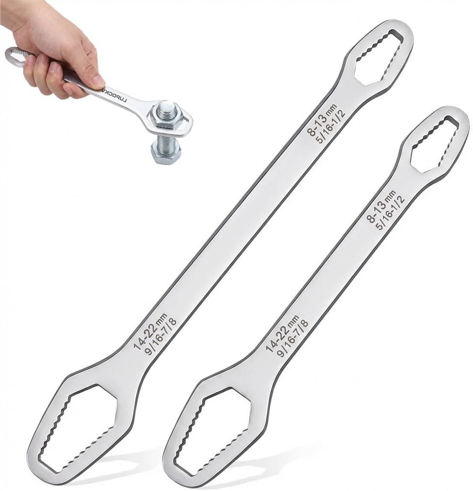 2pcs Universal Wrench Set Self Adjusting Double End Tool Multi Size 8-22mm Automotive Torque Spanner Heavy Duty Grip Repair Kit Mechanic Hand Use Universal Wrench Tool