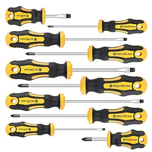 Amartisan 10-Piece Magnetic Screwdrivers Set, 5 Phillips and 5 Slotted Tips Professional Cushion Grip Screwdriver Set…