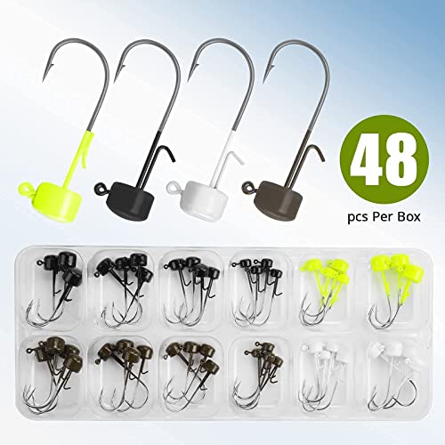 Madbite Ned Rig Jig Hook Kits, Finesse Mushroom Jig Heads For Soft Lures (48 Pcs Standard Mushroom Style Ned Rig Jigs, 48 Pcs Standard Mushroom Style Ned Rig Jigs) #TOP5
