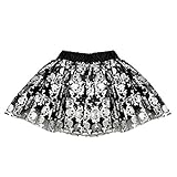 SeasonsTrading Skull Crossbones Tulle Tutu Lined Skirt, Girls (8 Years & Up) Black, Silver